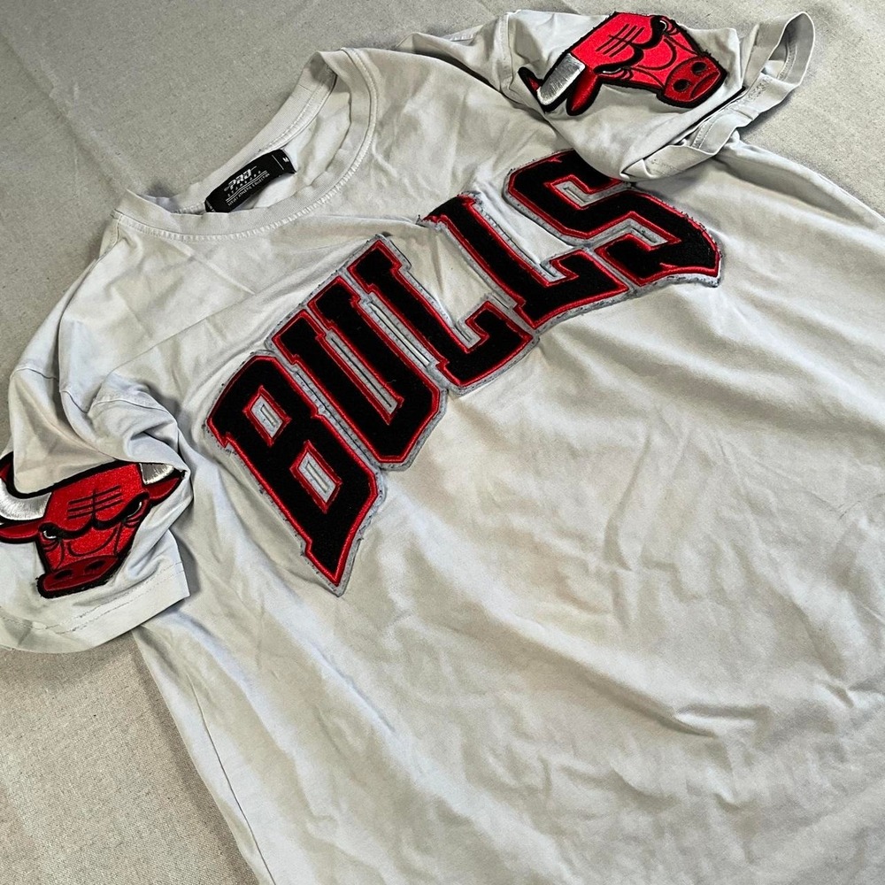 Mens Pro Standard Chicago Bulls M Gray Embroidered Logo Tee (Medium)